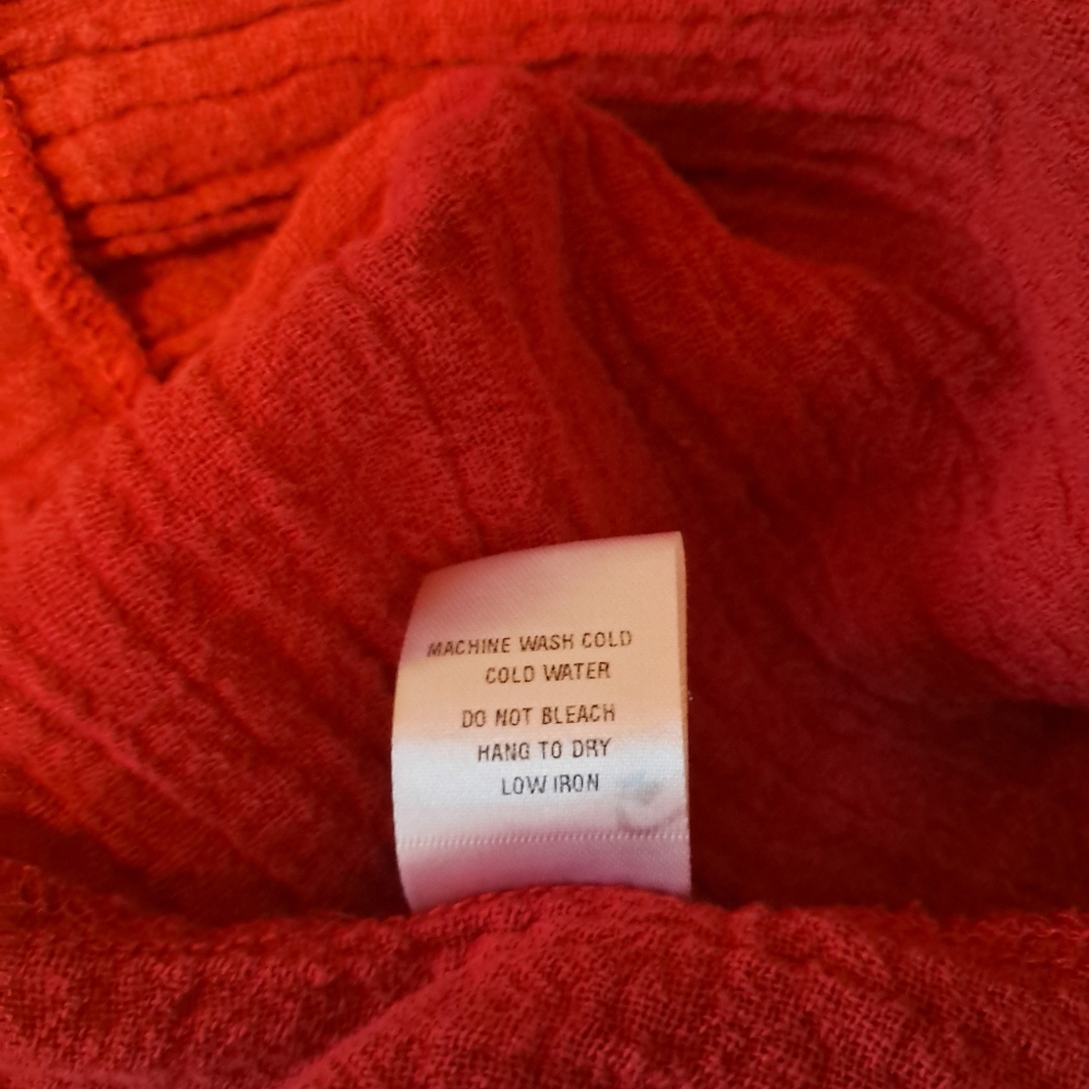 Karlie Red Flutter Sleeve Tiered Linen Cotton Mini Dress Medium - Picture 9 of 9